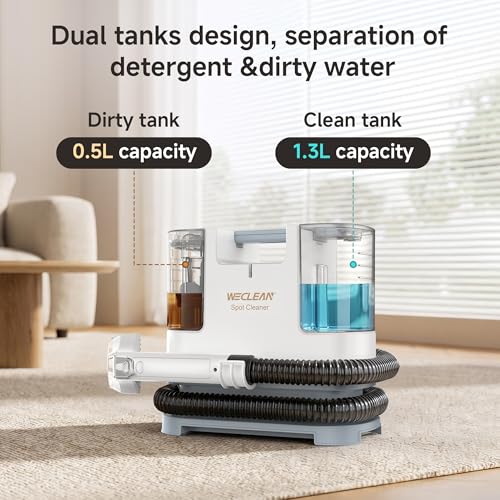 WECLEAN C1 Portable Extractor for Couch and Carpet Cleaner Upholstery Cleaner with Deep Cleaning Solution - color: White