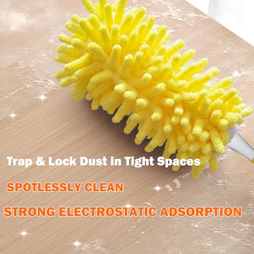 Reusable Duster for Swiffer, 4 Refills + 1 Handle, Yellow | 360 Heavy Duty Duster Refill, Compatible with Swiffer Hand Dusters, For Dusting Furniture, Blinds, Ceiling Fans, Walls - size: 4 dusters + 1 Handle Yellow