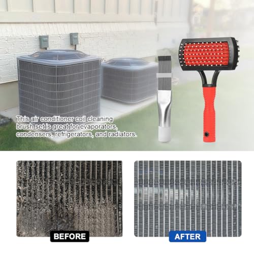 LANMU AC Coil Cleaner Brush Fin Comb, Air Conditioner Cleaning Brush Straightening Tool for HVAC/AC Evaporator, Condenser, Radiator