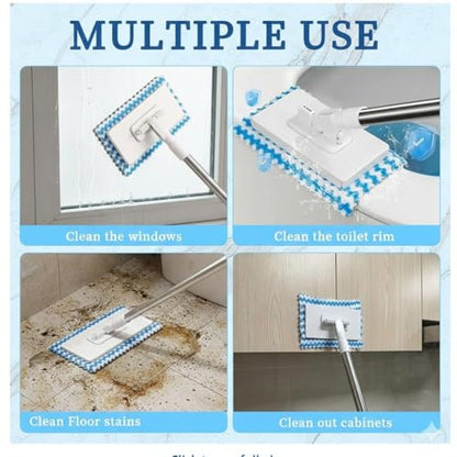 Snap Grip Mini Mop, Zero Touch No Wash Lazy Mop with One-Click Cloth Change, Compatible with Face Towels, Adjustable for Wet/Dry Floors, Tile, Hardwood, Corners, Tight Spaces (6 Reusable Cloths)