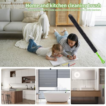2 Pcs 17” Flexible Sink Drain Cleaner Brush Long Pipe Cleaner Brush for Cleaning Home Kitchen Sink Buthtub Snake Tube Hair Drain Clog Remover Brush for Shower and Tub Hair Clogs Bendable Sewer Drain