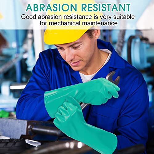Potchen 20 Pairs Chemical Resistant Gloves Heavy Duty Thick Nitrile Gloves Bulk for Cleaning, Resist Household Acid, Alkali and Oil (Small) - size: Small