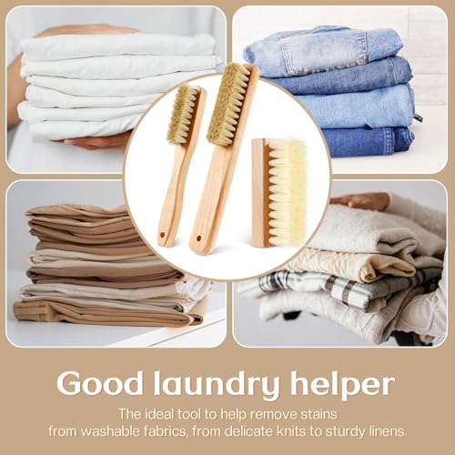 3 Pcs Wood Laundry Stain Brush Stain Remover Brushes with Boar Bristle Small Stain Brush for Clothes for Scrubbing Stains from Furniture Fabric Leather(3 Pcs D) - style: 3 Pcs D