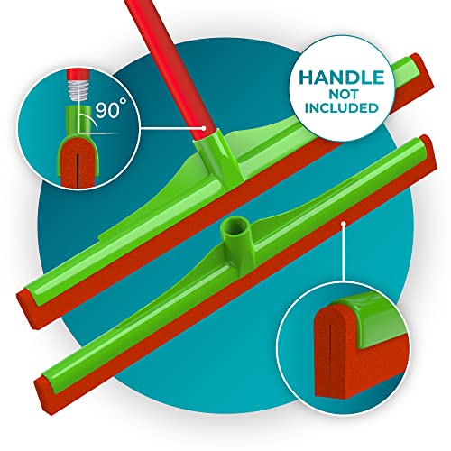 HELOMOR Bundle of 2-Pack Telescopic Metal Broom Handles Pull Broom, 59' Long and 1.87' Wide, with 3-Pack Floor Squeegee Wiper Heads Refill Mop Foam Dual Moss, 16" L for Cleaning Indoor Households