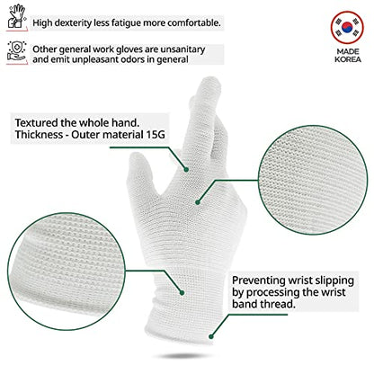 Youneedthat Nitrile Glove Liners for Eczema, 20-Count Aerosilver Safety Gloves with Non-Slip Grip, White (S, M, L) Food Prep - size: Medium (Pack of 10)
