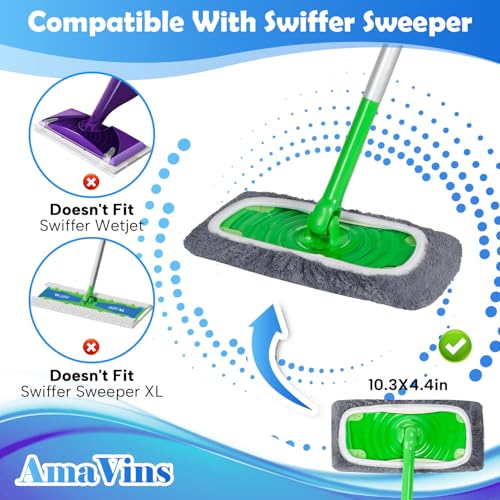 5 Pack Reusable Microfiber Mop Pads Compatible with Swiffer Sweeper Mop, Wet and Dry Flat mop Cover, Washable Mop Pads for Surface/Hardwood Floor Cleaning (Mop is Not Included) - color: Grey 5 Pack