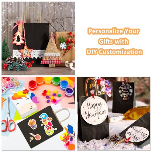 BagDream Gift Bags 10x5x13 Kraft Paper Gift Bags with handles Bulk 50Pcs Paper Shopping Bags, Retail Merchandise Bags, Party Favor Bags, Black Large Gift Bags 100% Recycled Paper Bags Sacks - color: Black