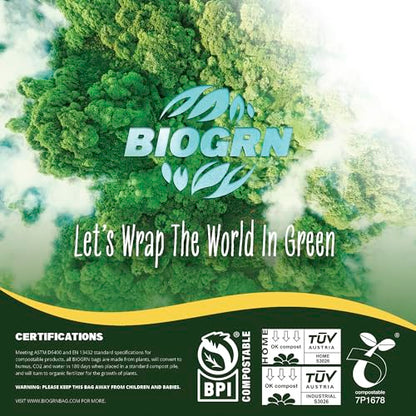 50-55 Gallon Compostable Trash Bags, 12 Count, 1.57 Mil Heavy Duty Flat Top Large Trash Bags for Lawn, Leaf, Yard Waste & Outdoor Garden Cleanup, ASTM D6400 BPI & OK Compost HOME Certified - color: 55 Gallon, Flat Top, 12 Count