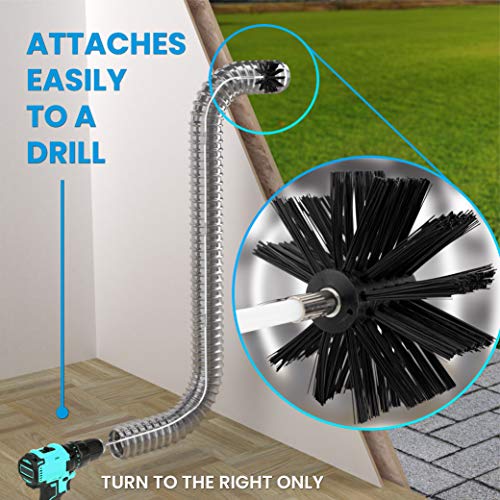 The Professional Dryer Vent Cleaner Kit -(50-Feet) Innovative Lint Remover Reusable Strong Nylon| Flexible Lint Brush with Drill Attachment for Faster Cleaning - size: 50 Feet