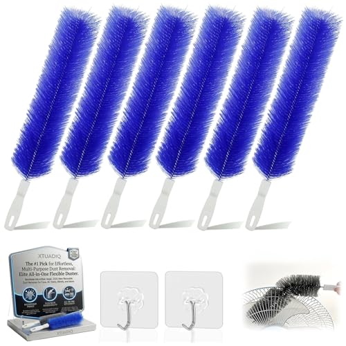 Bendable Microfiber Head, 2026 New Reusable Dust Remover, Fan Brush Cleaner Washable Ldeal, Multi Purpose Dust Removal Brush for Electric Fans Air Conditioning, Home Car Vents, Curtain (Blue 6pcs) - color: Blue 6pcs