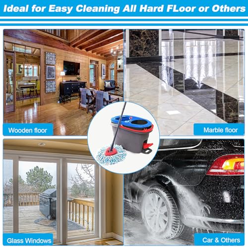 8 Pack Spin Mop Replacement Heads,100% Microfiber Spin Mop Refill Head,360° Spinning Mop Replace Head for Floor Cleaning, Only Fit for RinseClean 2-Tank System - size: 8Pack