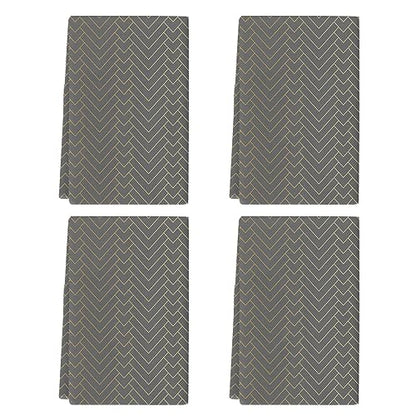 Gray Gold Striped Kitchen Towel Set of 4, Absorbent Microfiber Hand Towels for Kitchen Bathroom Bar Decorative Geometric Chevron Ultra Soft Resuable Cleaning Cloths Washable Fast Drying - size: 4PCS-18" x 28"