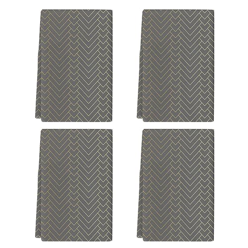 Gray Gold Striped Kitchen Towel Set of 4, Absorbent Microfiber Hand Towels for Kitchen Bathroom Bar Decorative Geometric Chevron Ultra Soft Resuable Cleaning Cloths Washable Fast Drying - size: 4PCS-18" x 28"