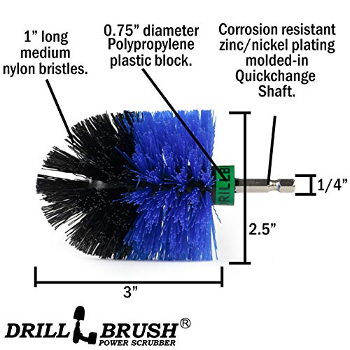 Cleaning Supplies - Scrub Brush - Boat Accessories - Drill Brush - Hull Cleaner - Algae - Barnacles - Boat - Kayak - Canoe - Carpet Cleaner - Vinyl - Deck Brush - Fiberglass - Fishing Boat - Pontoon - color: Blue