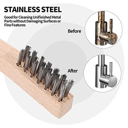 Wood Handle Wire Scratch Brush Sets (18, 18Pack-7in Stainless Steel Small Wire Scratch Brushes with Beech Wood Handle)