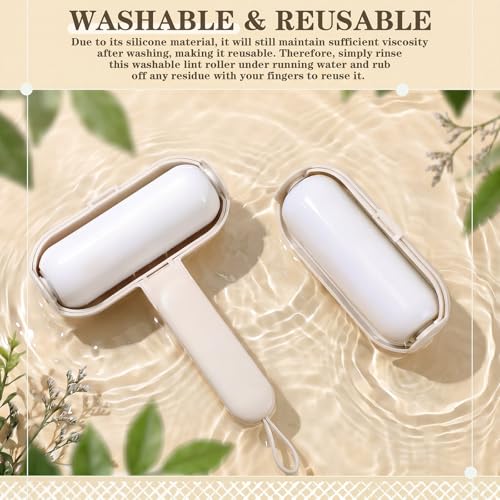 Sliner 2 Pack Reusable Lint Roller for Pet Hair New Silicone Washable Sticky Roller Portable Lint Remover Extra Sticky Cleaner Cat Dog Hair Remover for Pet Clothes Sofa (White) - color: White