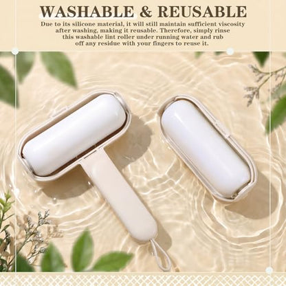 Sliner 2 Pack Reusable Lint Roller for Pet Hair New Silicone Washable Sticky Roller Portable Lint Remover Extra Sticky Cleaner Cat Dog Hair Remover for Pet Clothes Sofa (White) - color: White