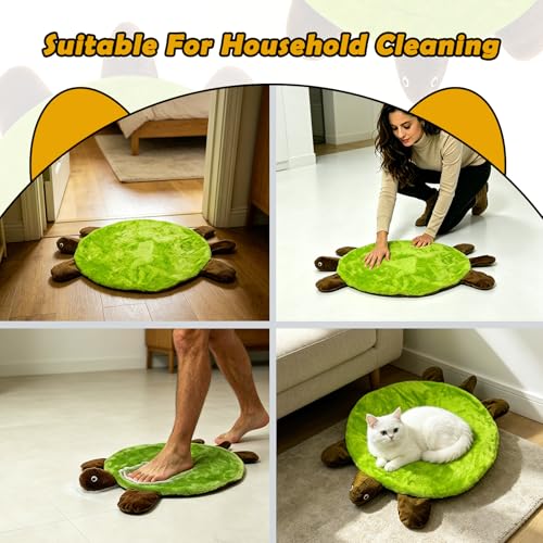 23 Inch Turtle Floor Foot Mop, Hands-Free Microfiber Cleaning Mop with Washable Reusable Pad for Hard Floors, Kitchen, Bathroom, Bedroom, Living Room