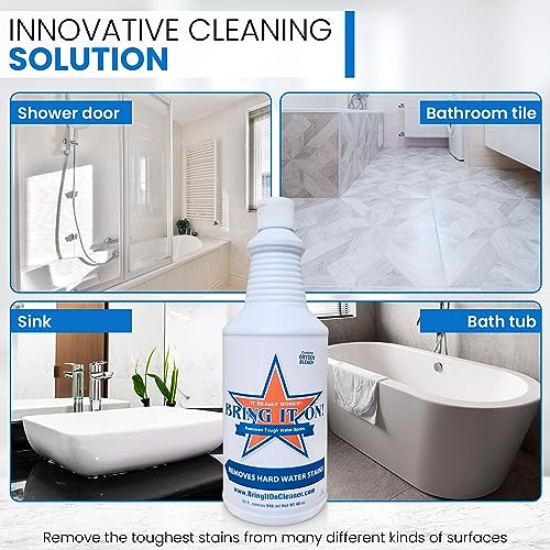 Bring It On Cleaner Water Spot Polishing Kit | For Shower Glass and Windows | Tile and Grout Polishing | Included Drill Scrub Brush, Microfiber, 8 ounces Water Spot Remover