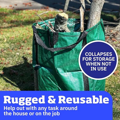 DURASACK Heavy Duty Home and Yard Bags 48-Gallon Reusable Self-Standing Lawn and Leaf Bags Garbage Can with Reinforced Handles, Green - color: Green