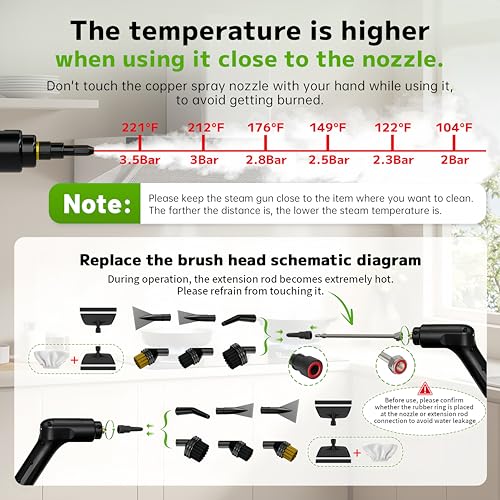 Pressurized Handheld Steam Cleaner 2500W, 54oz Large-Capacity Steamer with 3-Level Adjustable Steam, 15s Heat-Up & 15Pcs Accessories – for Car, Tile, Grout, Couch, Floor, Bed, Dirt, Furniture - color: White