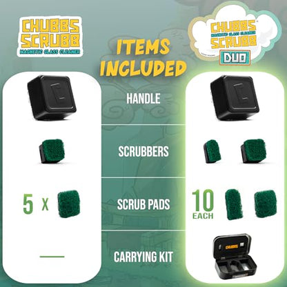 Chubbs Scrubb Magnetic Glass Cleaner Kit - Mini Magnet Scrubber for Hard-to-Reach Stains on Glass, Ceramic & Metal - style: Chubbs Scrubb