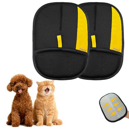 Electrostatic Gloves for Pet Hair Removal: Upgraded 2PCS Animal Fur Removal Tool for Dogs&Cats Efficient Reusable Pet Hair Remover for Couch Carpet Car Seat Clothing Quick Clean (2 pcs-Black) - color: 2 pcs-black