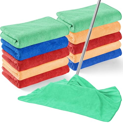 SmoothNovelty 10 Pcs Extra Large Microfiber Cloth 30" x 20" Large Floor Microfiber Towel Reusable Washable Free Lint Free Cloth Rag for Squeegee Mop Floor Window Housekeeping (Assorted Color) - color: Assorted Color
