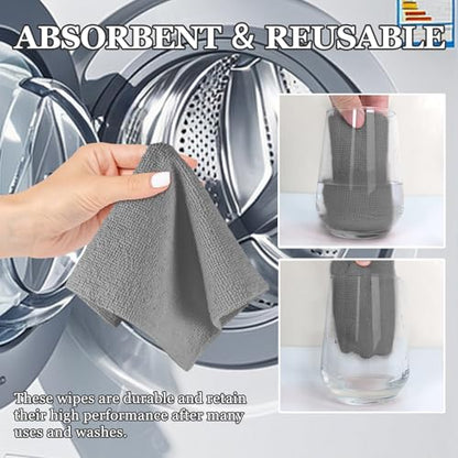 wuyaoyao 50PCS Microfiber Cleaning Cloth Roll, 10"×10" Tear Away Microfiber Towels, Reusable Washable Cloth Paper Towels, Multi-Purpose Cleaning Rags for Car Home Kitchen Garage Shop (Gray) - color: Gray