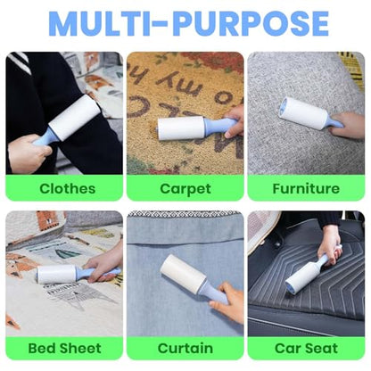 ADHES Lint Roller for Pet Hair – 5 Rolls + 2 Handles, 4 Inch x 90 Sheets, Extra Sticky Disposable Lint Rollers for Clothes, Furniture & Car Hair Removal – Portable Pet Hair Remover