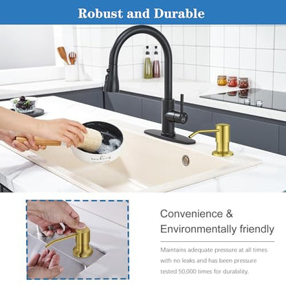 Soap Dispenser for Kitchen Dish Sink Built in Soap Dispenser Pump Gold with 47" Extension Tube Kit - color: Gold-tube