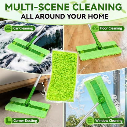 FIXSMITH Reusable Mop Pads Compatible with Swiffer Sweeper and All 10-12 inch Flat mops, 8 Pack Washable Wet Dry Mop Refills, Microfiber Mop Replacement Heads for Floor Cleaning