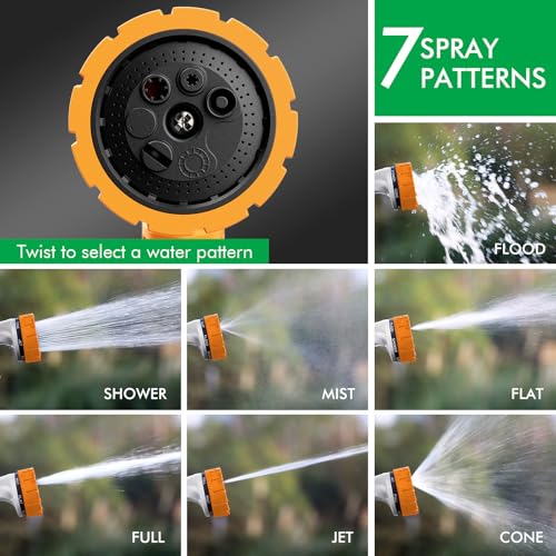 RESTMO Heavy Duty Hose Nozzle, Metal Garden Water Hose Sprayer with 7 Watering Patterns, Thumb Control, On Off Valve, High Pressure Nozzle Sprayer for Watering Plants, Car and Pet Washing, Orange - color: Orange