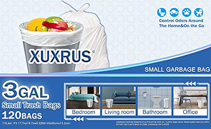 XUXRUS Bathroom Small Trash Bags 3 Gallon Garbage Bags for Home Office,120 Count,White,Fits 2-3 Gallon Bins - style: 10 Liter-White-120 Counts