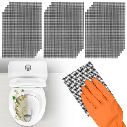 Cleaning Screen, 5.5x4 Inch Upgraded Toilet Cleaner Hard Water 15PCS Toilet Ring Remover Abrasive Grit Mesh Pads for Bowls Griddle Household Stain Calcium Deposits Carbon Rust Scrubber
