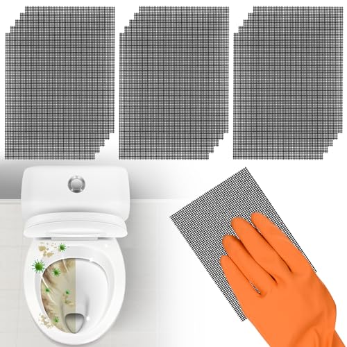Cleaning Screen, 5.5x4 Inch Upgraded Toilet Cleaner Hard Water 15PCS Toilet Ring Remover Abrasive Grit Mesh Pads for Bowls Griddle Household Stain Calcium Deposits Carbon Rust Scrubber