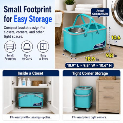 2026 Upgraded Easy-Use Spin Mop for Cleaner, Clean & Dirty Water Separation Mop Bucket for Pet & Family Homes,360° Swivel Wheels, Safe for Hardwood & Tile, Adjustable Handle,1 Reusable Mop Heads - size: RinseWise Spin Mop Bucket + 1 Extra Refill