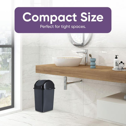 Superio Kitchen Trash Can with Swing Top Lid 9 Gallon Slim Waste Bin 37 Qt Sturdy Plastic Garbage Can Medium Recycling Bin for Office, Bathroom, Under Counter, Dorm, Bedroom (Dark Grey-2 Pack) - size: 9 Gallon, style: 2 Pack