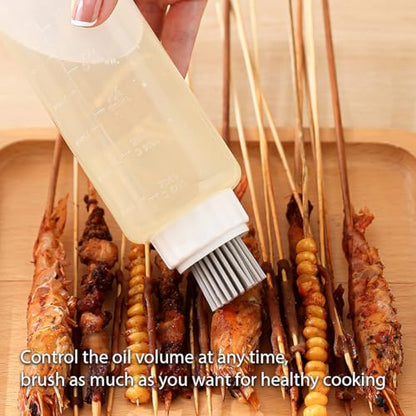 Food - Grade Silicone Oil Brush Bottle | Soft Heat - Resistant, Reusable Basting Tool With Scale, Outdoor Grill Oil Dispenser | Kitchen Squeeze Bottle, Non - Shedding (175ml 2pcs) - size: 175ml 2pcs