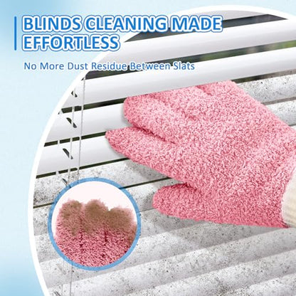 MIG4U Microfiber Dusting Gloves House Cleaning Glove for Blinds, Windows, Shutters, Furniture, and Car, Reusable Lint-Free Pink 1 Pair S/M - color: Pink 1 Pair, size: Small-Medium