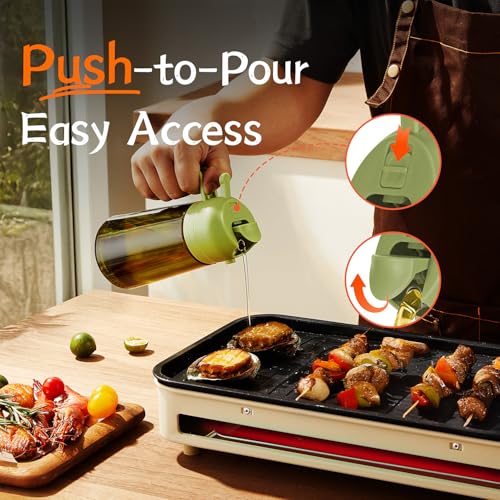 TrendPlain - 16oz Olive Oil Dispenser for Kitchen - 2 in 1 Olive Oil Dispenser and Oil Sprayer - Olive Oil Dispenser Bottle w/Stickers - Olive Oil Sprayer for Cooking 2Pcs White&Green (Light Blockage) - color: White&Green, style: 2 Pack