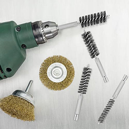 Patelai 6 Pcs Stainless Steel Wire Bore Brush Different Size Twisted Cleaning Brush with Handle 1/4 Inch Hex Shank for Power Drill Impact Driver (8/ 10/ 12/ 15/ 17/ 19 mm) - size: 8/ 10/ 12/ 15/ 17/ 19 mm
