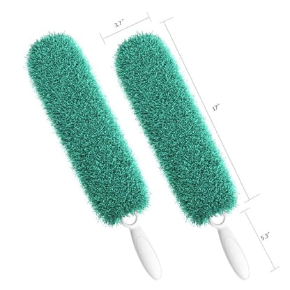Microfiber Duster with Handle and Washable Duster Head, Dusters for Cleaning,Green, Reusable Cleaning Tool,2PCS