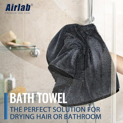 Airlab Microfiber Towels for Cars Wash Drying Extra Large Super Absorbent Cleaning Cloth Auto Detailing Ultra Soft, Lint-Free, Streak-Free, 35 x 24 Inch, Pack of 1, Grey-Black, 600 GSM - color: 35 X 24 Inch, Pack of 1, Grey-black, 600 Gsm