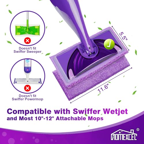 HOMEXCEL Microfiber Pads Compatible with Swiffer Wet Jet-15"x5.5", Reusable Pad Refills, Machine Washable Replacements for Multi Surface Wet & Dry Floor Cleaning, 8 Pack - color: Purple