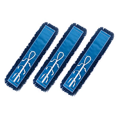 MATTHEW CLEANING 36'' Industrial Strength Cotton Dust Mop Refill Washable Replacement Heads For Residential & Commercial Use Fit Standard Dust Mop Frames, Hardwood, Laminate, Concrete Floors 3 Pack - color: Blue, size: 36'' 3 Pack