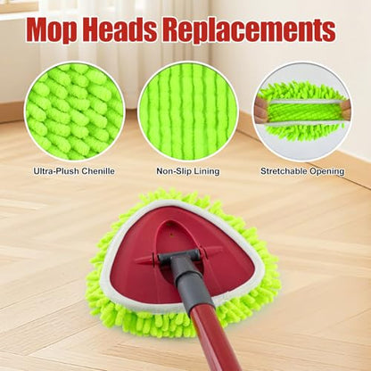 6 Pack Chenille Mop Heads Replacement for Ocedar EasyWring Spin Mop, Microfiber Spin Mop Replacement Head, Washable & Easy to Replace, Deep Cleaning for Hard Floors - color: 3red+3green