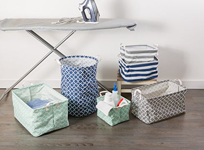 DII Laundry Storage Collection, PE Coated Collapsible Bin with Handles, Gray Stripe, Large Set, 10.5x17.5x10" - color: Gray Rugby Stripe, size: Large Set, 10.5x17.5x10"