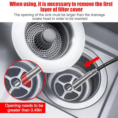 Drain Snake Hair Clog Remover Tool - Sink Drain Cleaner for Sewer Kitchen Bathroom Shower Tub Toilet Clogged Drains Opener Cleaning Tool, Flexible Grabber Claw Pick Up Reacher Tool