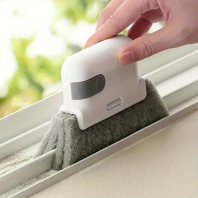 Window Crevice Cleaning Kit 2-in-1 Compact Design Replaceable Felt Pad for Window Tracks Door Gutters Sliding Recesses, Grey - color: Gray